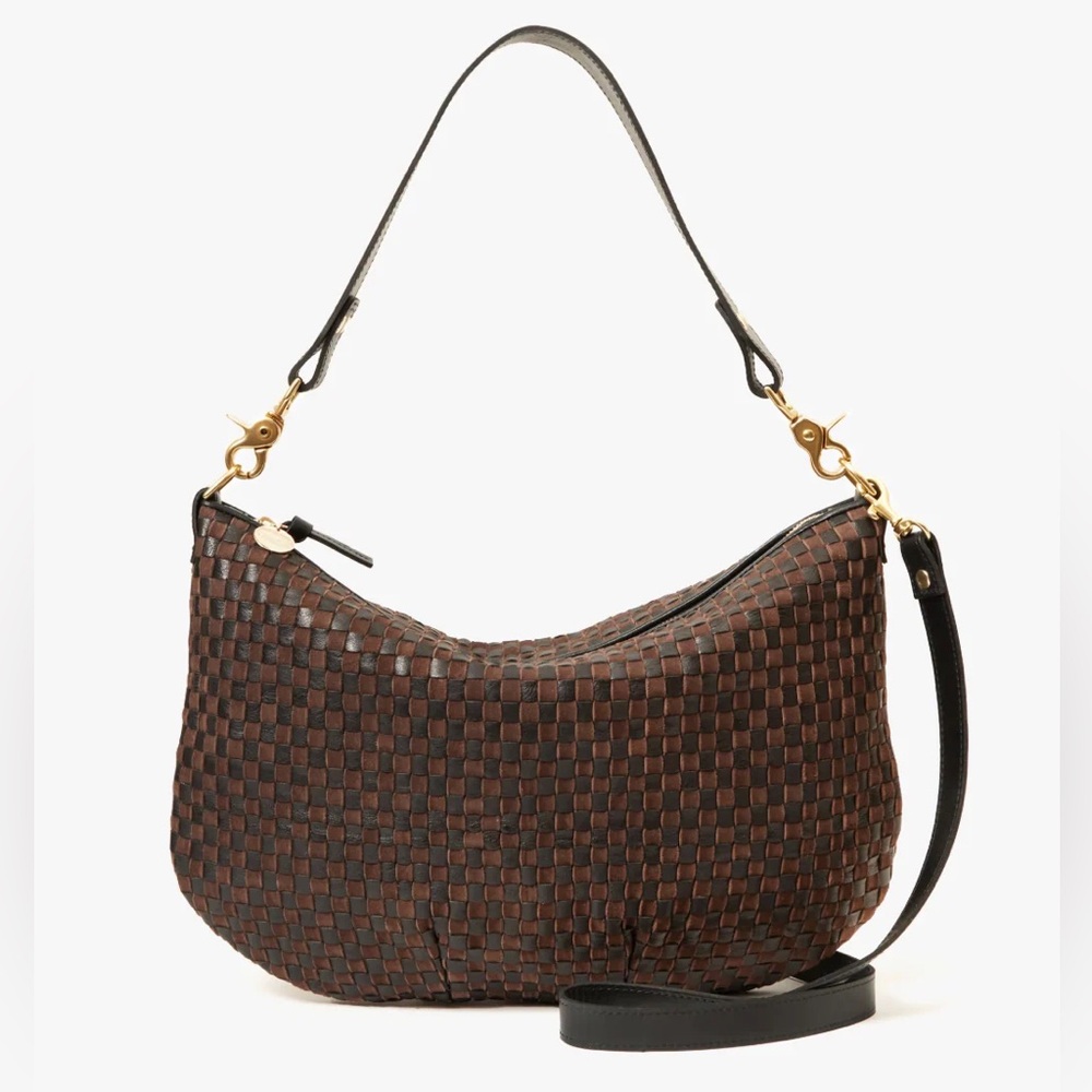Clare V. RARE!!! Chocolate Black Woven Checker Moyen Messenger